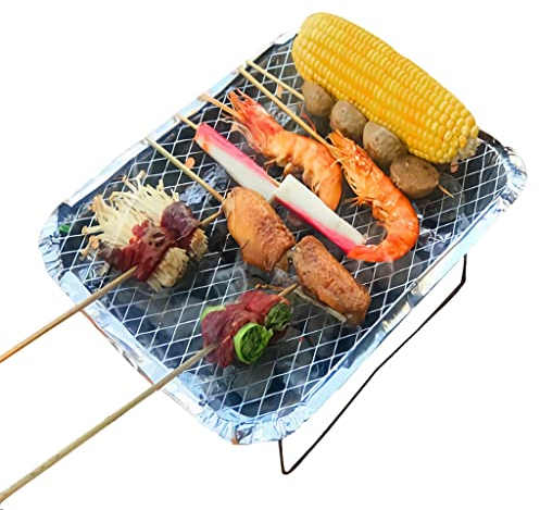 Barbacoa Portátil Desechable, Parrillas de Carbón para Acampar Pequeñas para el Hogar, Parrilla para Mochileros para Cocinar al Aire Libre Senderismo Picnics ( Color : Silver , Size : Large Disposable