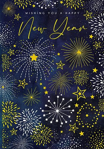 Wishing You A Happy New Year Card Fireworks 7.5 x 5 Lovely Verse