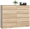 AKORD Kommode K-160 mit 10 (2 x 5) Schubladen | für das Wohnzimmer Schlafzimmer Schrank Büro Arbeitszimmer | Modernes Funktionales Design | B160 x H121 x T40 cm, Gewicht 80kg | Sonoma Eiche