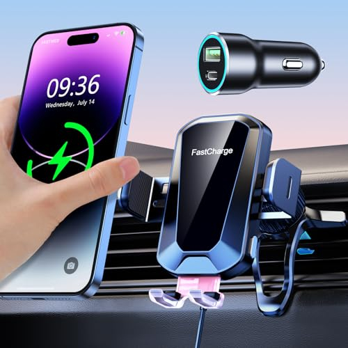 EOIWUY 15W Handyhalterung Auto mit Ladefunktion, 【Automatische Klemmung】 Induktive Ladestation Auto, Stabile & Fast Wireless Charger Auto Handy Halterung Lüftung für iPhone 17/16/15, Galaxy S25 usw