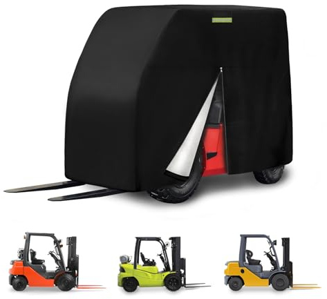 Forklift Cover Waterproof All Weather for Forklifts Up to 8000Lb, 210T Sun Rain Snow UV Protection Full Forklift Cover with Zipper Door & Soft Cotton Lined-(104.3L*49.2W*80.3H)