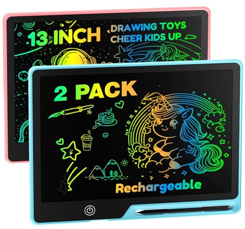 POPERFUN LCD Writing Tablet for Kids, Rechargeable Doodle Board Toys Gifts for 3-8 Year Old Girls Boys, 13 Inch Colorful Board Drawing Pad for Kids, Gifts for Toddler Educational Learning Travel Toys
