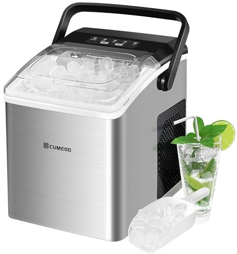 CUMEOD Máquina de Hielo para Casa, 12kg en 24h, 9 Cubitos en 6 Minutos, 2 Tamaños de Cubitos, Máquina de Hacer Hielo con Sensor de Infrarrojos y Autolimpieza, Ice Maker de Sobremesa para Camping/Casa/