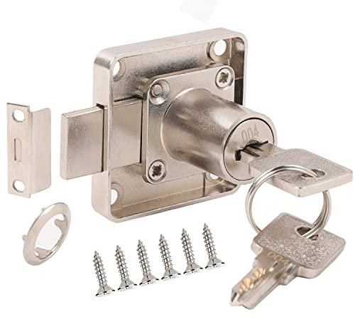 YOUTU® Cerradura de cilindro para muebles, 32 mm, cerradura para armario, juego de cerradura de acero inoxidable fundido a presión, llave de cobre puro (diferentes llaves cerraduras de 32 mm)