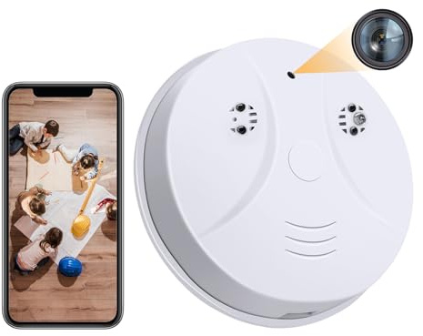 MDCGN WiFi Security Camera 1080P HD Wireless Smoke Detector Cameras Mini Spy Nanny Cam with Motion Detection, Night Vision Small Video Recorder for Home, Office