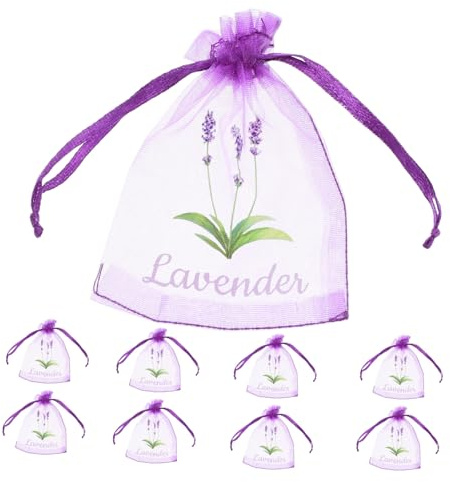 Gatuida Bolsitas De Lavanda Vacías Cordón Moradas, Pequeñas 9x12 Cm, Malla Transpirable, para Almacenamiento De Hierbas y Aromaterapia Cajones y Armarios, Pack De 20 Unidades