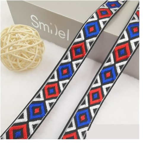 WEOKDFHA sadelgjord 20 mm lysande godisfärg vävda broderade jacquardband dekoration silkeslent väv för husdjurshalsband, väskor och kläder (GS08 20 mm 5 meter)