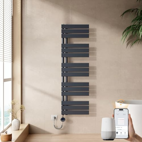 EMKE Toallero electrico baño con WiFi Termostato,1320x400mm,600W,Antracita