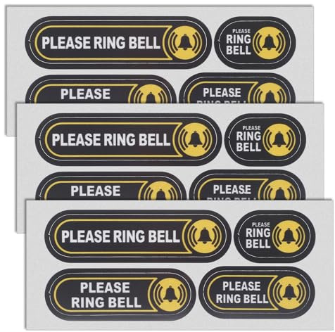 Mabor 12Pcs Tiny Please Ring Bell Sign Sticker, 4 Sizes