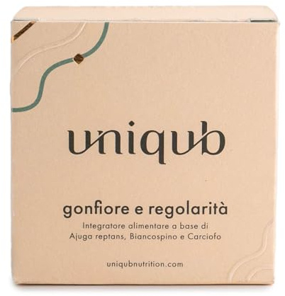 Integratore Per Benessere di Stomaco e Intestino Contrasta i Gas Intestinali Naturale con Ajuga reptans Biancospino e Carciofo 60 Capsule Vegetali 100% Naturale Made in Italy Uniqub