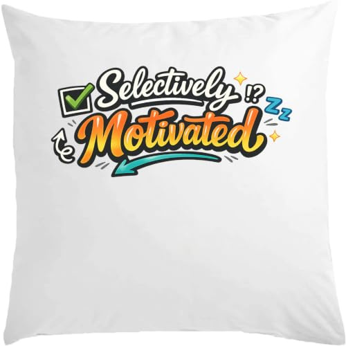 Selektivt motiverat positivt uttryck vit kudde 40 x 40 cm med fyllning vit