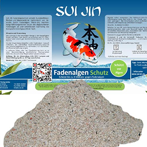 SUI JIN Teichprodukte Fadenalgen Schutz 1 kg (2,5 L) (€ 89,99/kg) für 50.000 Liter Wasser bis zu 3 Monate Langzeitschutz Fadenalgen Algen