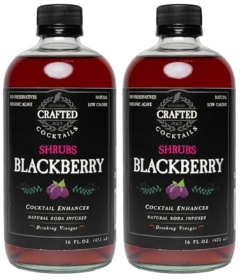 Crafted Cocktails - Blackberry Shrubs - 2 Pack - Use as cocktail enhancer, soda flavoring, or culinary ingredient