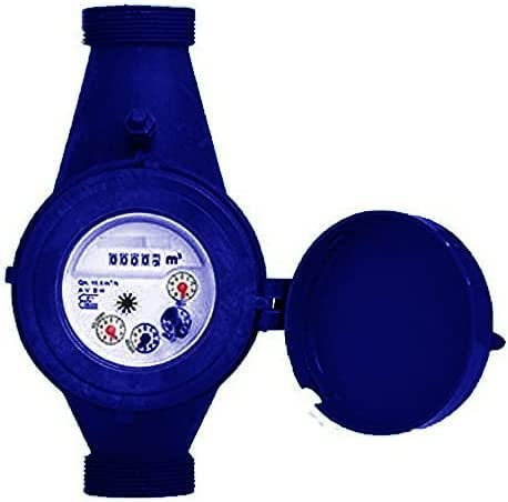 Contador Agua 32mm de chorro múltiple esfera nylon/Contador de Agua HOMOLOGADO C.E.E. Clase B/Rosca entrada y salida 1 1/2 macho/Caudal máximo 10 m3/h/Racores incluídos