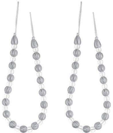 VORCOOL Pack of 2 Curtain Tiebacks Acrylic Pearl Curtains Tied Buckle Window Curtain Decoration for Home Office Window Decoration (Silver And White)