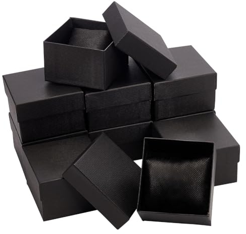 NBEADS 10pz Scatola dei Gioielli Nero, 8.9x8x5.4cm Scatole per Orologi in Cartone Scatola di Carta Artigianale Nera con Spugna per Gioielli Bracciale Collana Confezione Regalo Display