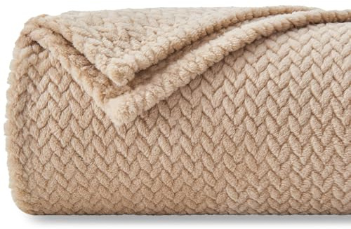 NEWCOSPLAY Coperta super morbida in pile di flanella setosa di alta qualità, motivo foglie, leggera, per tutte le stagioni (888 marrone, copriletto, 127 x 152,4 cm)