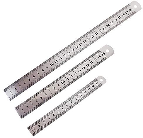 Regla de acero inoxidable, regla de metal, regla de precisión, incluye regla de 12 pulgadas, 8 pulgadas y 6 pulgadas, para dibujos de ingeniería de oficina