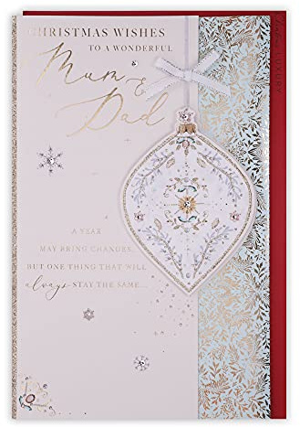 Clintons: Dekorativ julgranskula mamma och pappa julkort, flerfärgad, 171 x 260, 1169153
