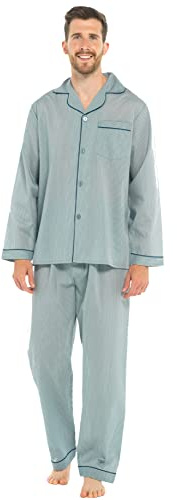 INSIGNIA Mens Woven Pyjamas Traditional with Logo Pocket