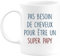 quotedazur - Mug Cadeau Papy - Pas Besoin De Cheveux Pour Être Un Super Papy - Tasse Cadeau Fêtes des Grand-Pères Humour Anniversaire Pépé - Blanc/Céramique