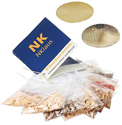 NKlaus 12-delat set 10 x rökelse 1 x röksil 1 x tallrik Ø 5 cm guld för rökkärl 40715