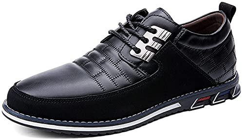 Hommes Cuir Chaussures Décontractées Bureau de Conduite Marche Chaussures à Lacets Affaires Oxford Chaussures Moccasin Respirant et Luxueux（Noir,42 EU