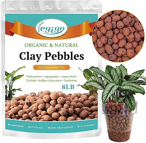 Legigo 8 LB Organic Leca Clay Pebbles for Plants, 4mm-16mm 100% Natural Leca Balls for Indoor Plants, Hydroton Clay Pebbles for Plants Hydroponic Aquaponics Growing Orchid Drainage Terrarium