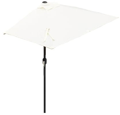 Parasol de Jardin Demi-rectangulaire 200x100cm, 250x130cm Parasol Mural Extérieur avec Manivelle et 5 Nervures, Parasol Protection UV pour Balcon, Porche(Beige,200x100cm)