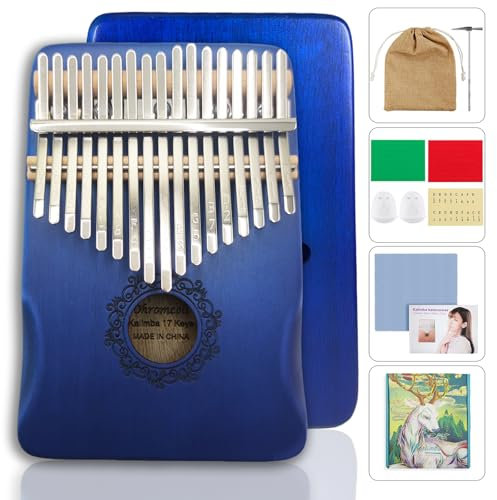 Ohromcoli Kalimba - 17 Keys Kalimba Instrument mit Lernwerkzeuge,Finger Percussion,Professionelle Daumenklavier für Kinder, Erwachsene,Erwachsene und Musikliebhaber(Saphirblau)
