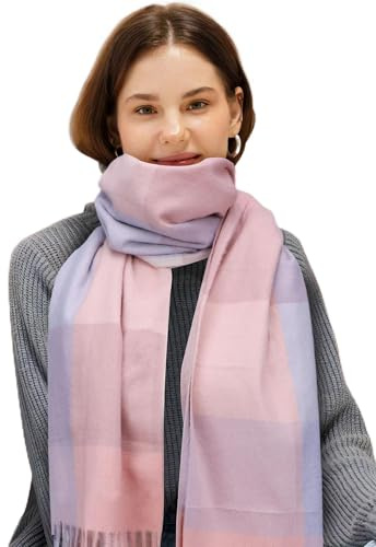 EOAMGO Schal Damen Winter, Winterschal Halstuch Damen Kuschelig, Baumwolle Kariert übergroßer Quadratisch Deckenschal (65 * 180 CM) (Rosa)