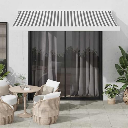 vidaXL Retractable Awning, Outdoor Privacy Screen for Garden Balcony Terrace Patio, Sunshade Shelter, Anthracite and White 3.5x2.5 m Fabric&Aluminium