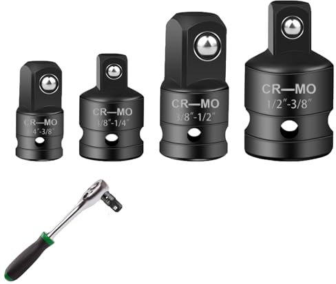 Stecknuss Adapter,4 Stück Adapter Satz Stecknussadapter Set,Adapter-Set für Ratschen,Adapter 1/4 Auf 3/8,Adapter 3/8 Auf 1/4,Adapter 3/8 Auf 1/2,Adapter 1/2 Auf 3/8 für Steckschlüsseln Nuss Knarren