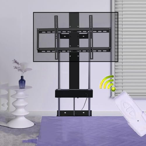 Motorisierter TV-Tischständer - LCD-TV-Bodenständer, Teleskop-TV-Ständer mit automatischer Hubfunktion, höhenverstellbarer Ständer mit Fernbedienung für Fernseher von 37 bis 75 Zoll, Tragkraft 50 kg