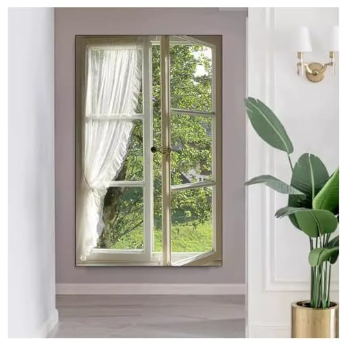 Arte de pared 3D, mural iluminado con ventanas falsas y luces LED, esculturas y decoraciones de pared, pintura de lámpara con vista de ventana, 100x150cm