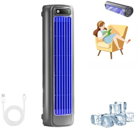 Coldeez Cooling Ace, Coldeeze Air Conditioner, Coldeeze Cooling Ace, Coldeez Air Cooler, Portable Air Conditioner Cooling Fan with 3 Speeds, Quiet Wall Fan, USB Charging (Gray)