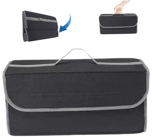 Organizador de maletero de coche Organizador de maletero de fieltro plegable de 19, 7x6, 7x9, 5 pulgadas con asa reforzada y cierre de cinta de sujeción de portátil de gran capaci