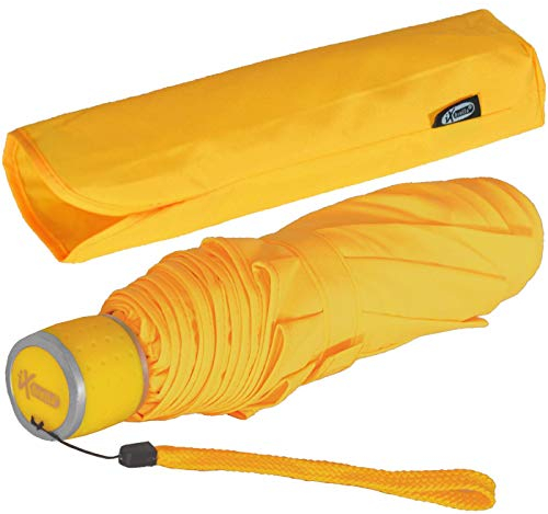 iX-brella Mini Ultra Light - Damen Taschenschirm mit großem Dach - extra leicht - neon gelb