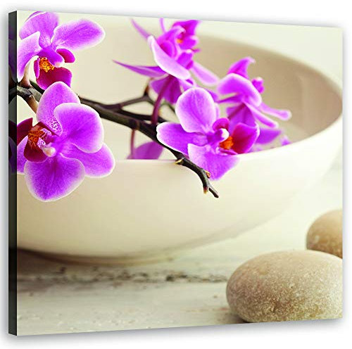Feeby Impresión en Lienzo Orquídea Arte Decorativo SPA Beige 60x60 cm