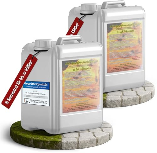 A.K.B. Algen & Grünbelagentferner Konzentrat 60-Fach - 10 Liter - Hochwirksam Grünbelag & Algen entfernen - Fassadenreiniger, Terrassenreiniger & Steinreiniger intensiv Aussen