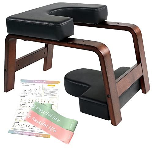 Restrial Life Yoga Inversion Bench- Headstand Bench for Home & Gym, Relieve Stress, Strengthen Core, Improve Sleep & Digestion(Two Resistance Bands For Free)