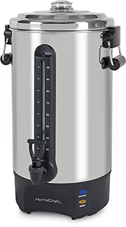 Homecraft 100-Cup Coffee Urn and Hot Beverage Dispenser with Dripless Faucet, Quick-Brewing, Stainless Steel