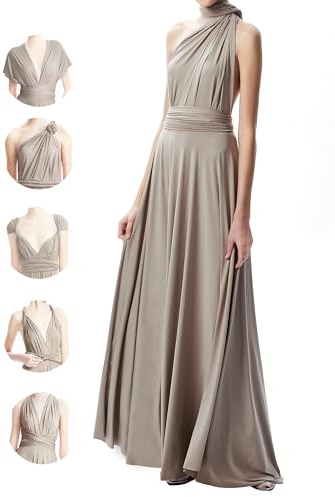 INFIWING Infinity klänning med bandeau brudtärneklänningar, lång en storlek omlottklänning, dam, multiway klänning bröllopsgäster brudtärna klänning, toupe, one size