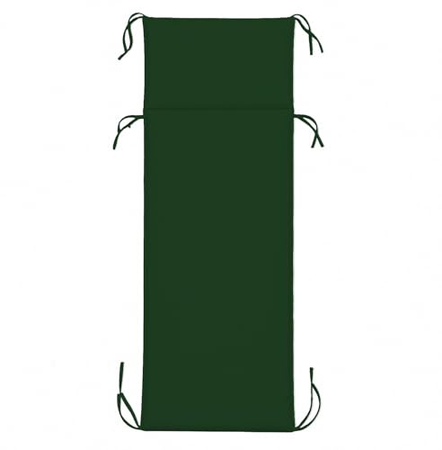 PARAMAISON Cuscino Lettino Prendisole 60x190 cm, Materassino per Lettino Giardino e Piscina, Imbottito 3 cm, con Laccetti Antiscivolo, Universale per Sdraio Esterno |Verde
