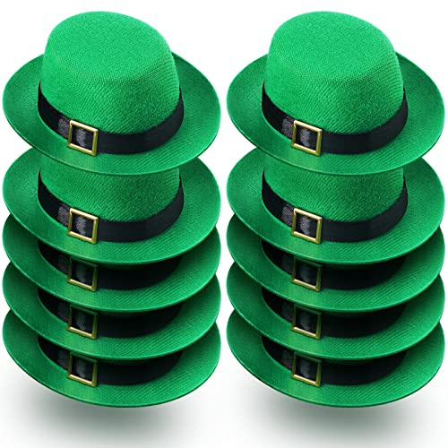 Civaner 10 Pieces Mini Leprechaun Hats Mini Party Hat with Buckle Green Top St. Patrick's Day DIY Decoration for St. Paddy's Day Dolls Craft Projects Birthday Party Wedding Family Gathering