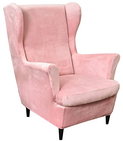 Mingfuxin Ohrensessel Überzug, 2-Teiliges Set Stretch Ohrensessel Kissen Sofa Schonbezüge, Samt Sessel-Überwürfe Flügel zurück Sesselbezüge Möbelschutz für Wohnzimmer Schlafzimmer Hotel