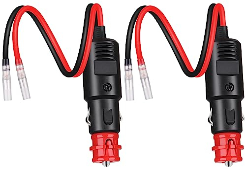 Dongge veuropäischer Stil Sicherheits-Universalstecker Mit Blei Runde Kabelanschlussklemmen mit isolierter Abdeckung 6-24v,Komfortable Verkabelung DIY Netzteil für KFZ und Motorrad 2 Stück
