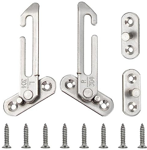 2 Pcs Window Restrictors Locks Stainless Steel Child Restrictor Security Lock Safety Catch Window Restrictors for Home Kindergarten School, Left & Right Handed