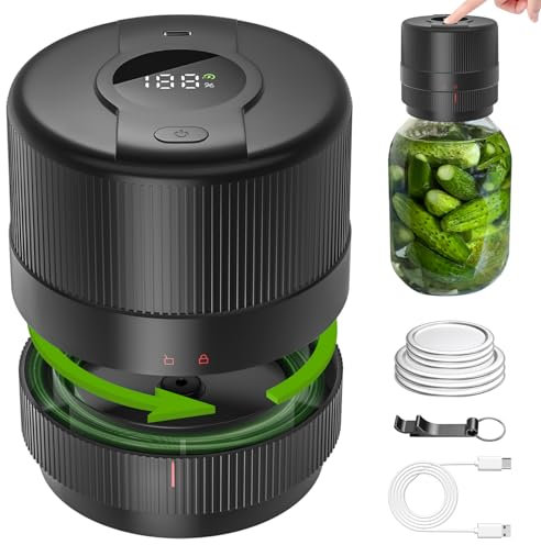 Wothfav Elektrisches Vakuumierer für Einmachgläser, Elektrische Mason Jar Vakuum Sealer für Breite und Normale Öffnung, LCD-Anzeige, Vakumierergerät zur Aufbewahrung und Gärung von Lebensmitteln
