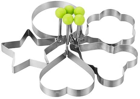 KXUSW Stampo Pancake-Stampo per Frittata in Acciaio Inox 5 Pezzi-Macchina per Uova in Camicia-Stampi per Uova in Acciaio Inossidabile-Stabile，5 Forme